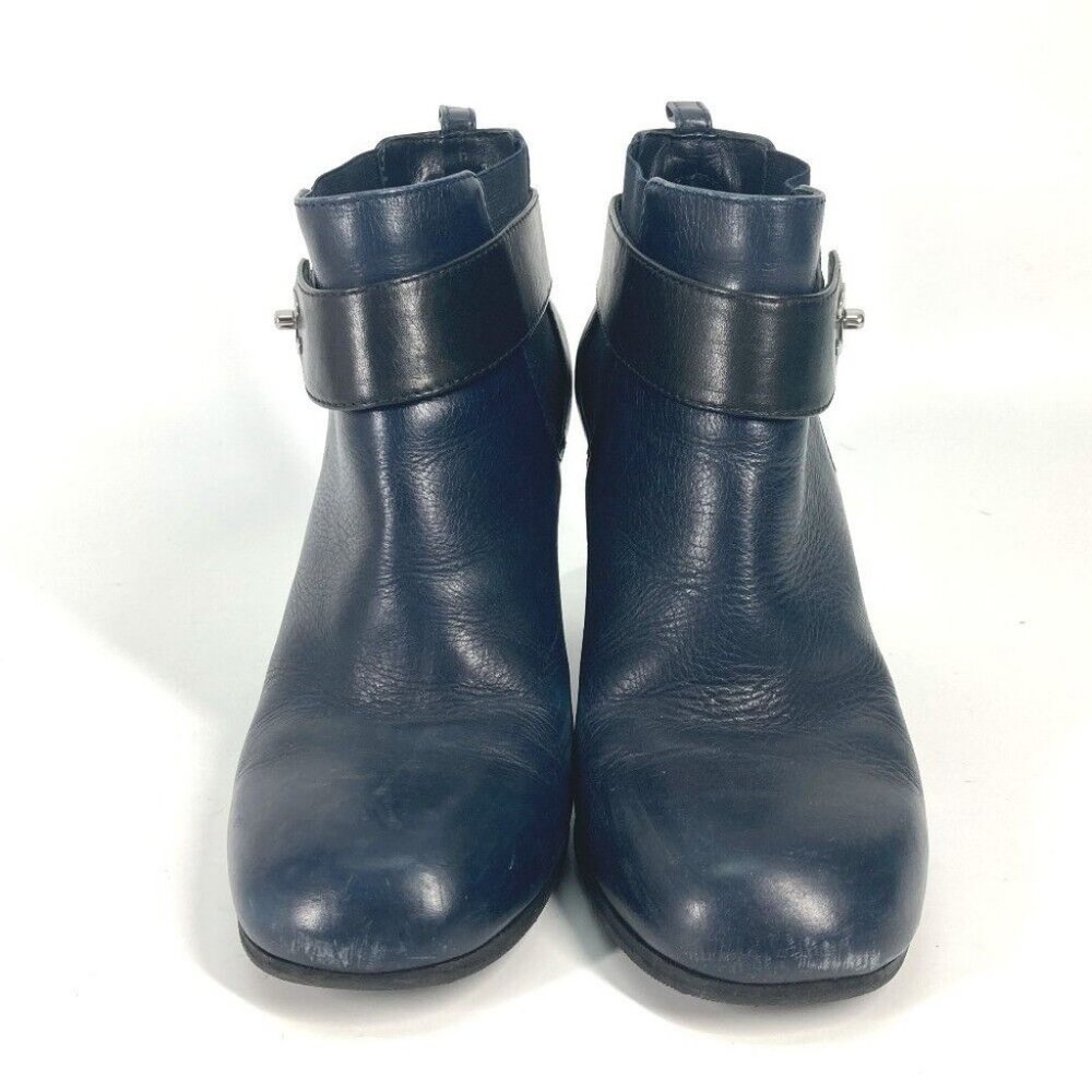 CHANEL short boots shoes heels CC CC Mark turn lock boots Leather Navy - Picture 3 of 16
